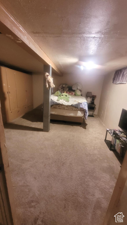Bedroom featuring carpet
