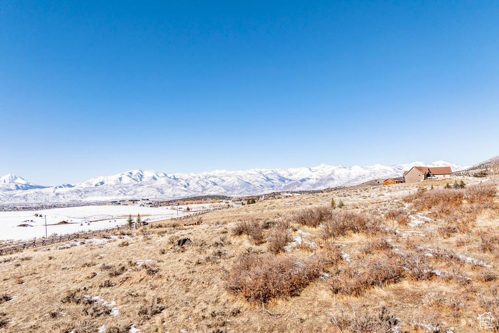 View of yard with a mountain view