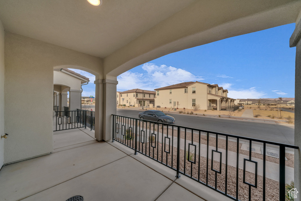 Balcony featuring a residential view