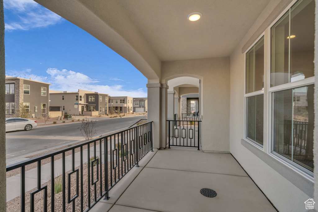 Balcony featuring a residential view