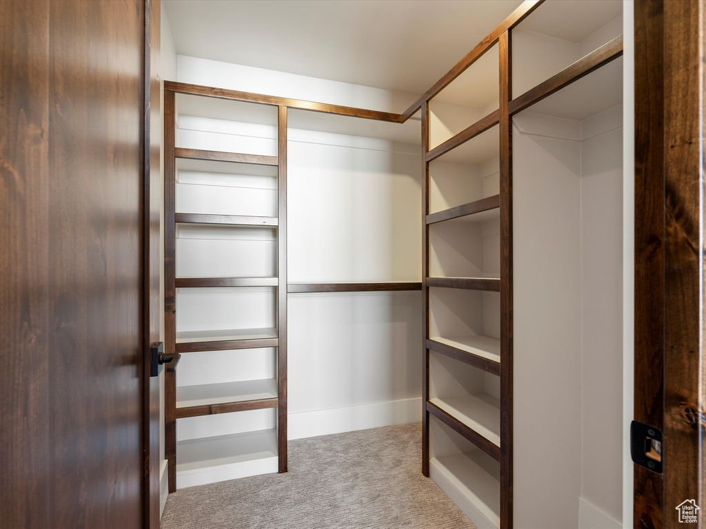 Walk in closet featuring carpet flooring