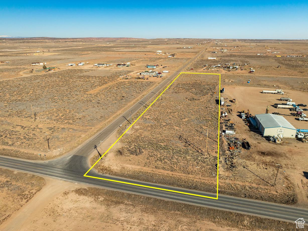 Aerial view with a desert view and a rural view