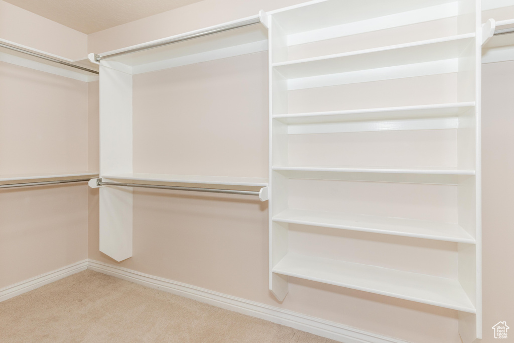 Walk in closet featuring carpet flooring