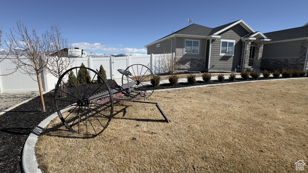 View of yard with fence