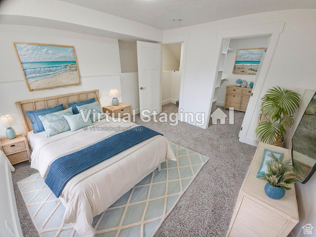 Bedroom with carpet floors
