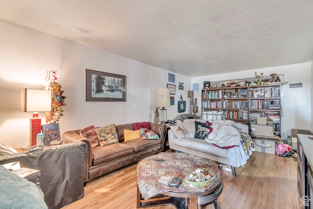 Living area featuring light wood-type flooring