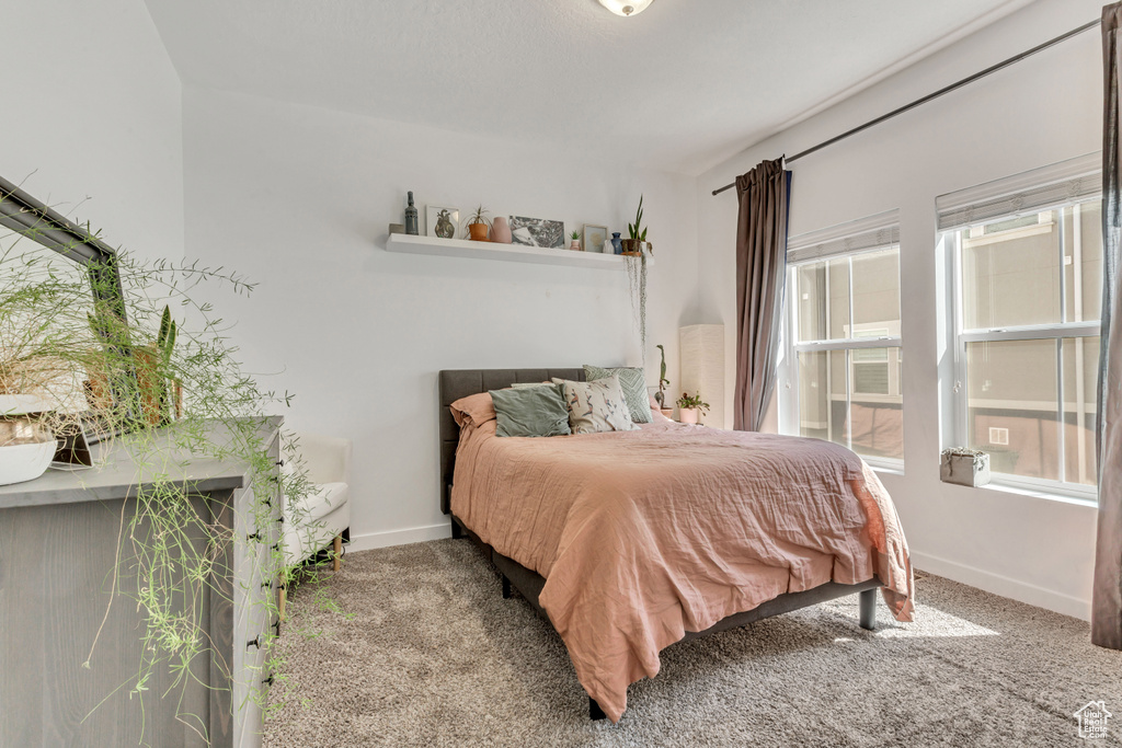 Bedroom with carpet and baseboards