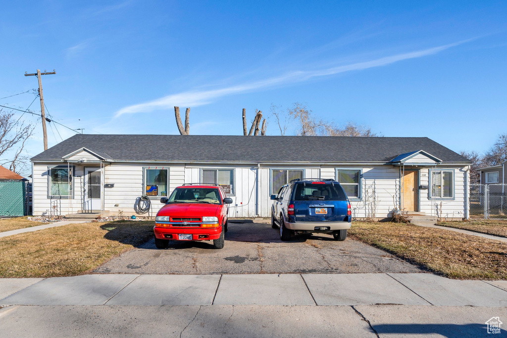 View of single story home