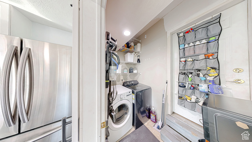 Washroom with laundry area and separate washer and dryer