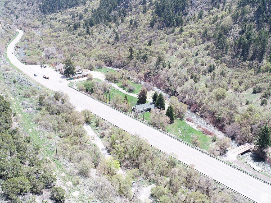 Aerial view with a view of trees