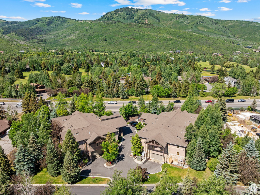 Drone / aerial view of a mountain backdrop