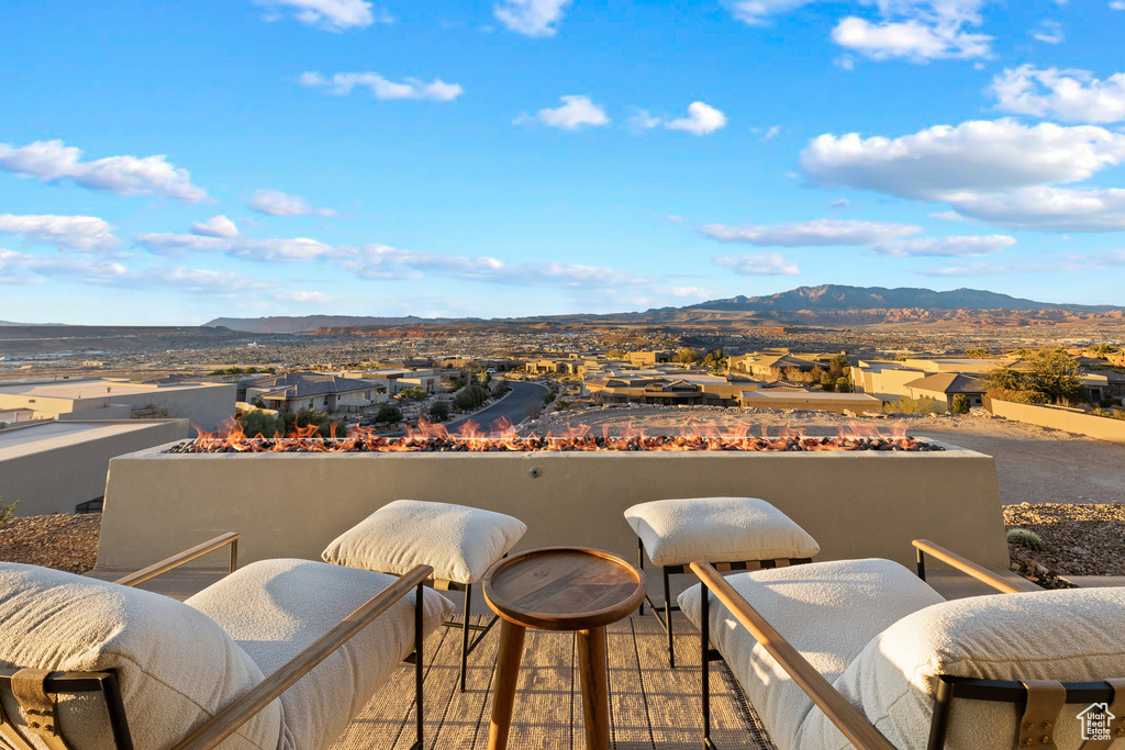 Balcony with a mountain view