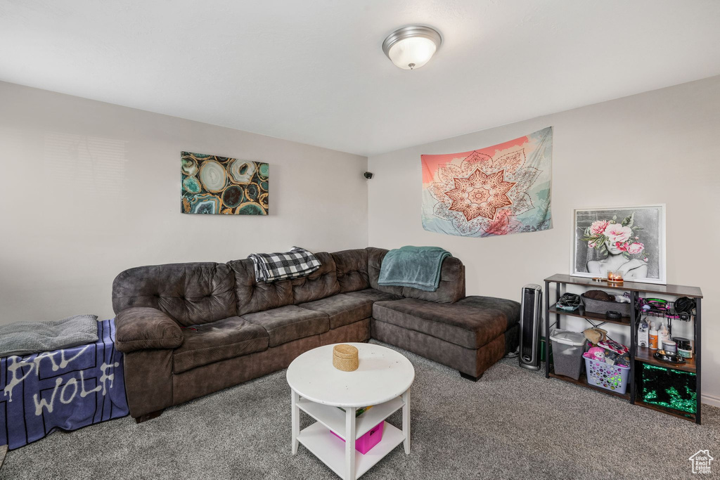 View of carpeted living area