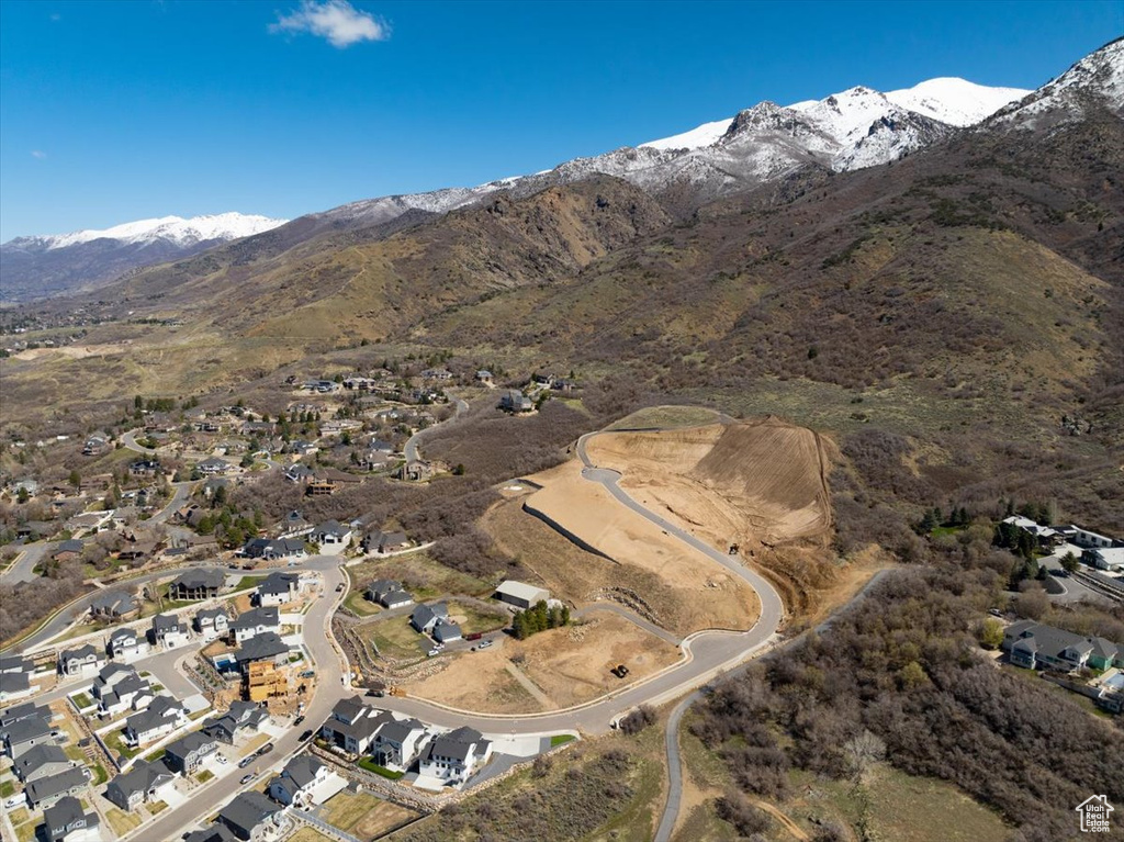 Aerial view featuring a mountain view