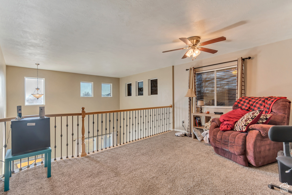 Sitting room with carpet floors