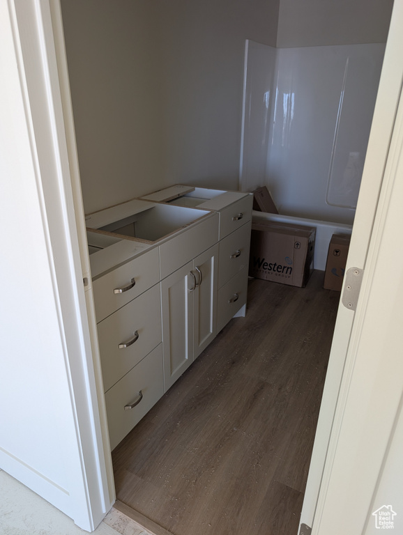 Bathroom with wood finished floors