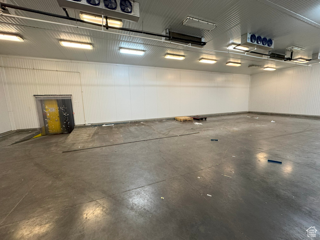 Garage with metal wall