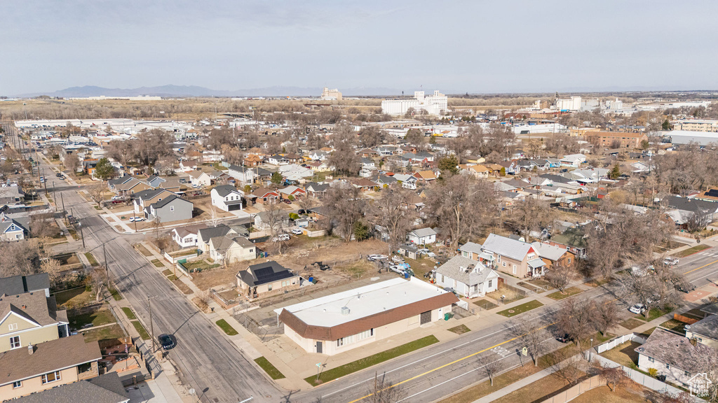 Birds eye view of property with a residential view