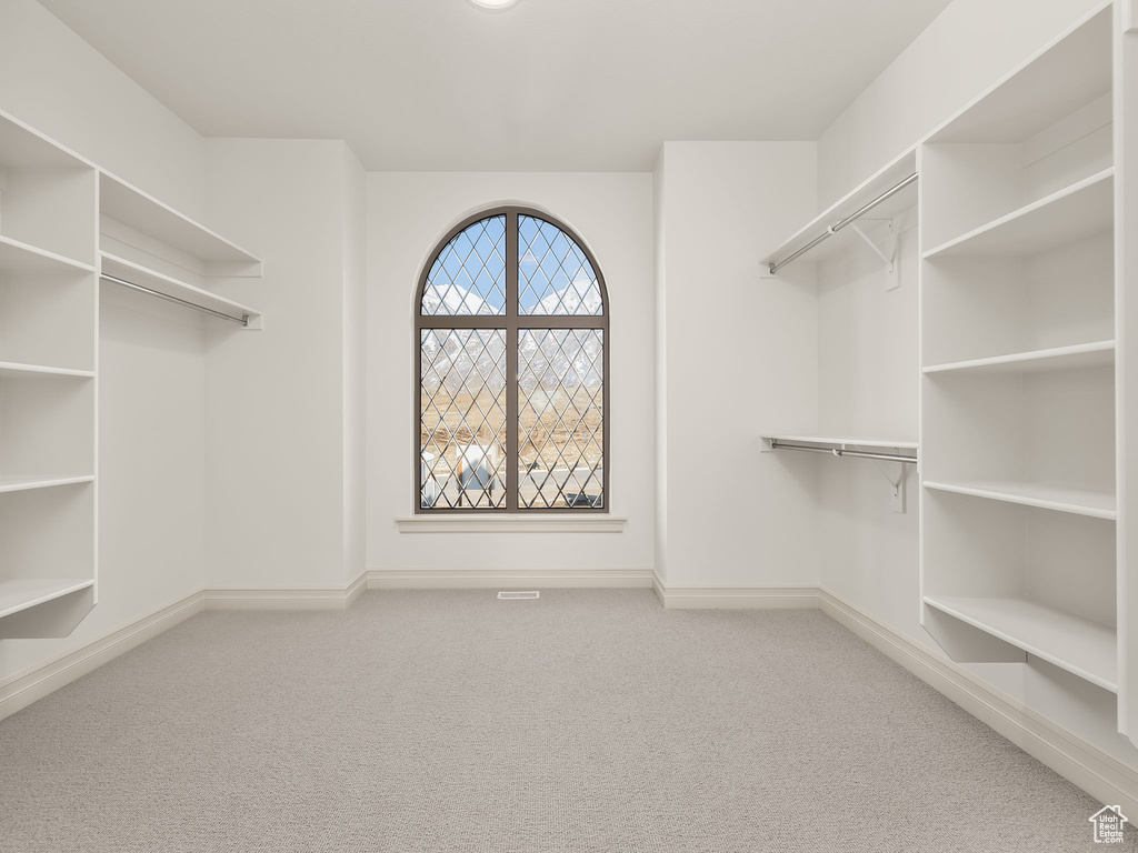 Walk in closet featuring carpet flooring