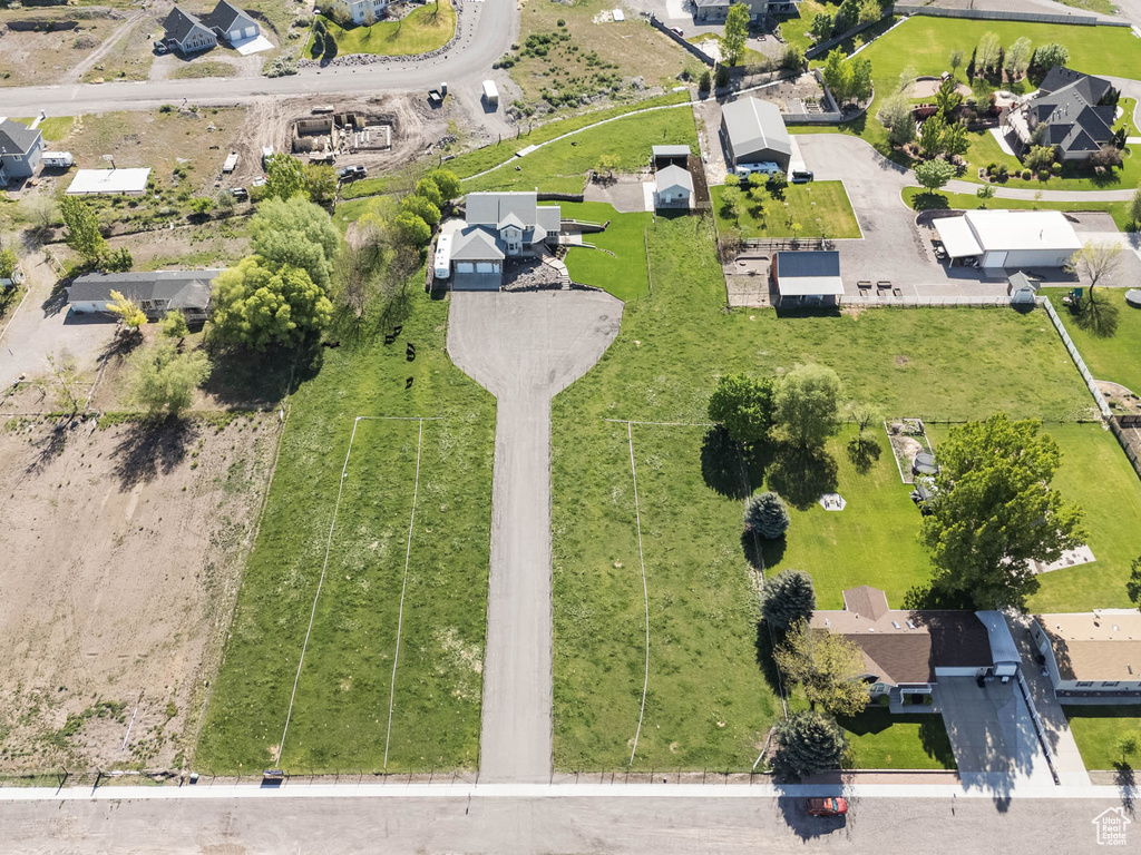 Aerial perspective of suburban area