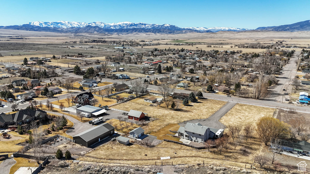 Drone / aerial view with a mountain view