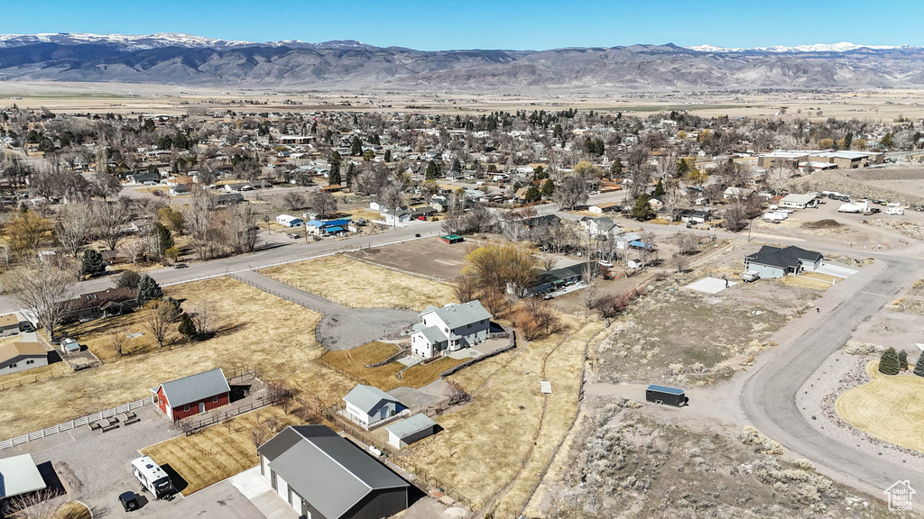 Aerial view with a mountain view and a residential view