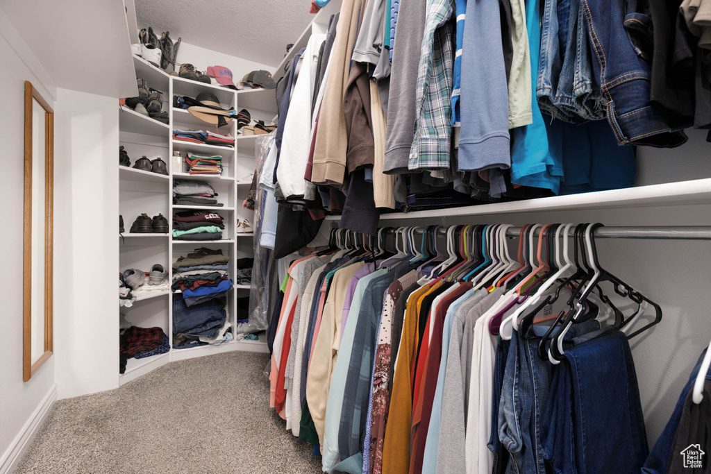 Walk in closet featuring carpet