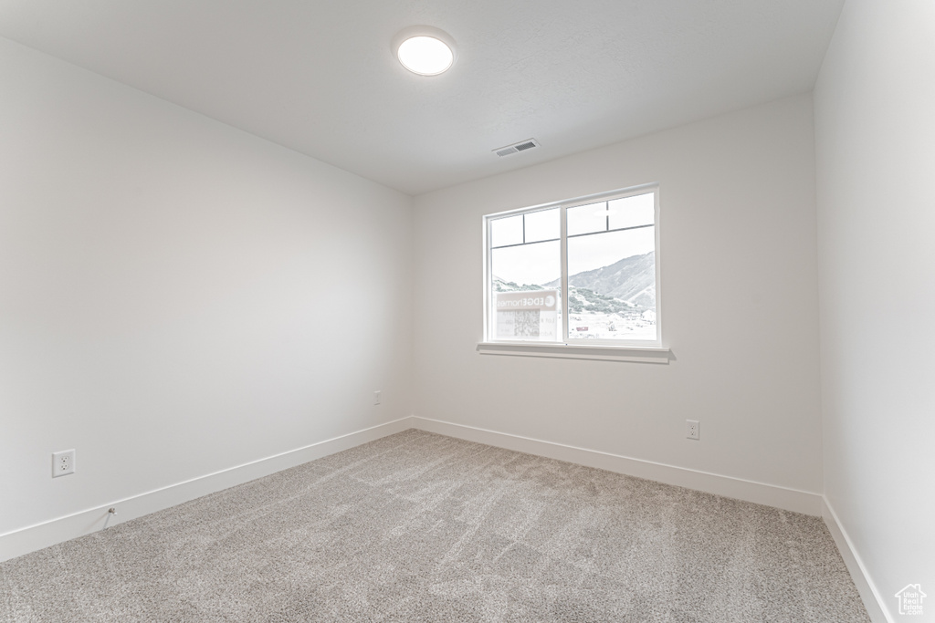 Unfurnished room with light colored carpet