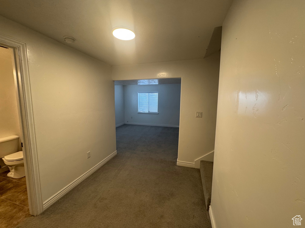 Corridor with carpet floors and baseboards