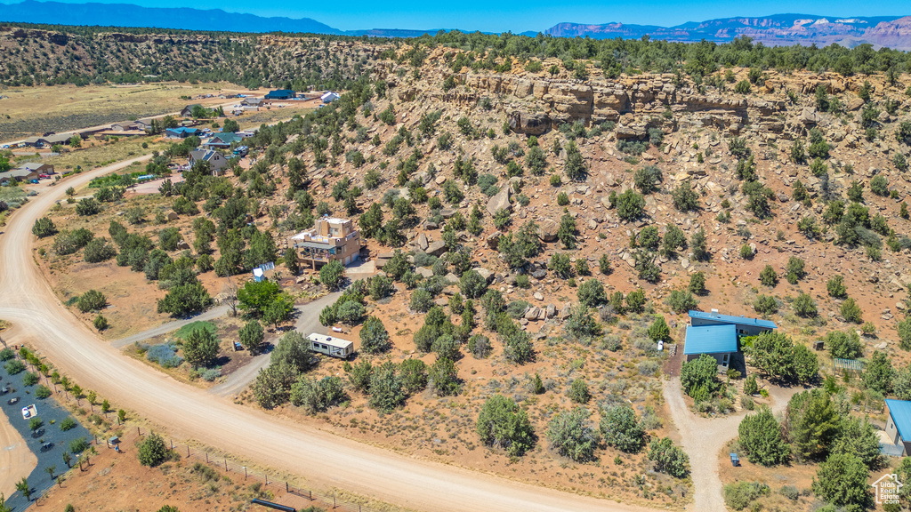 Aerial view featuring a mountain view