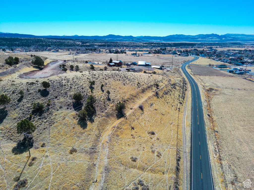 Aerial view featuring a mountain view