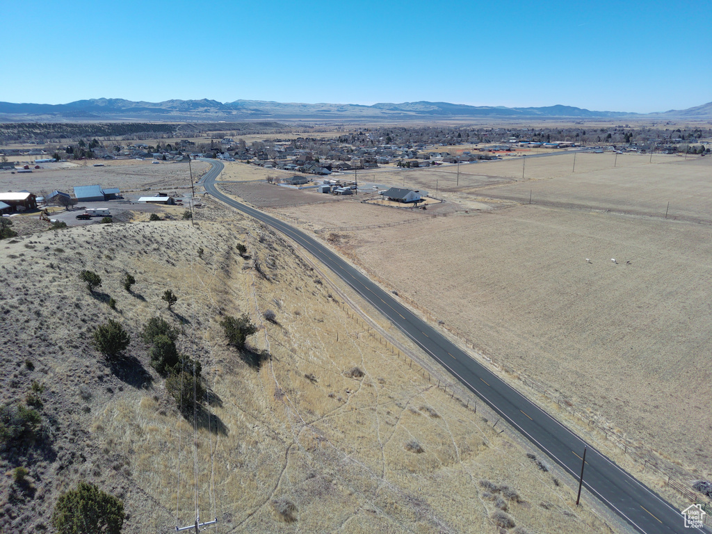 Bird's eye view featuring a rural view and a mountain view