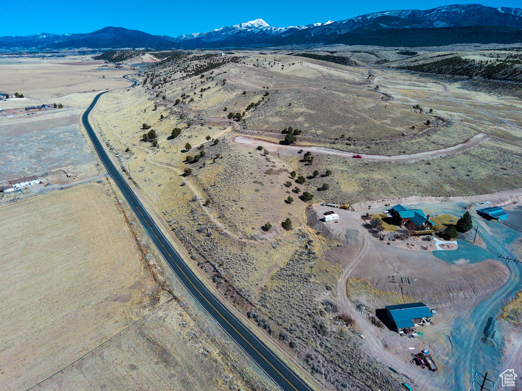 Drone / aerial view featuring a rural view and a mountain view