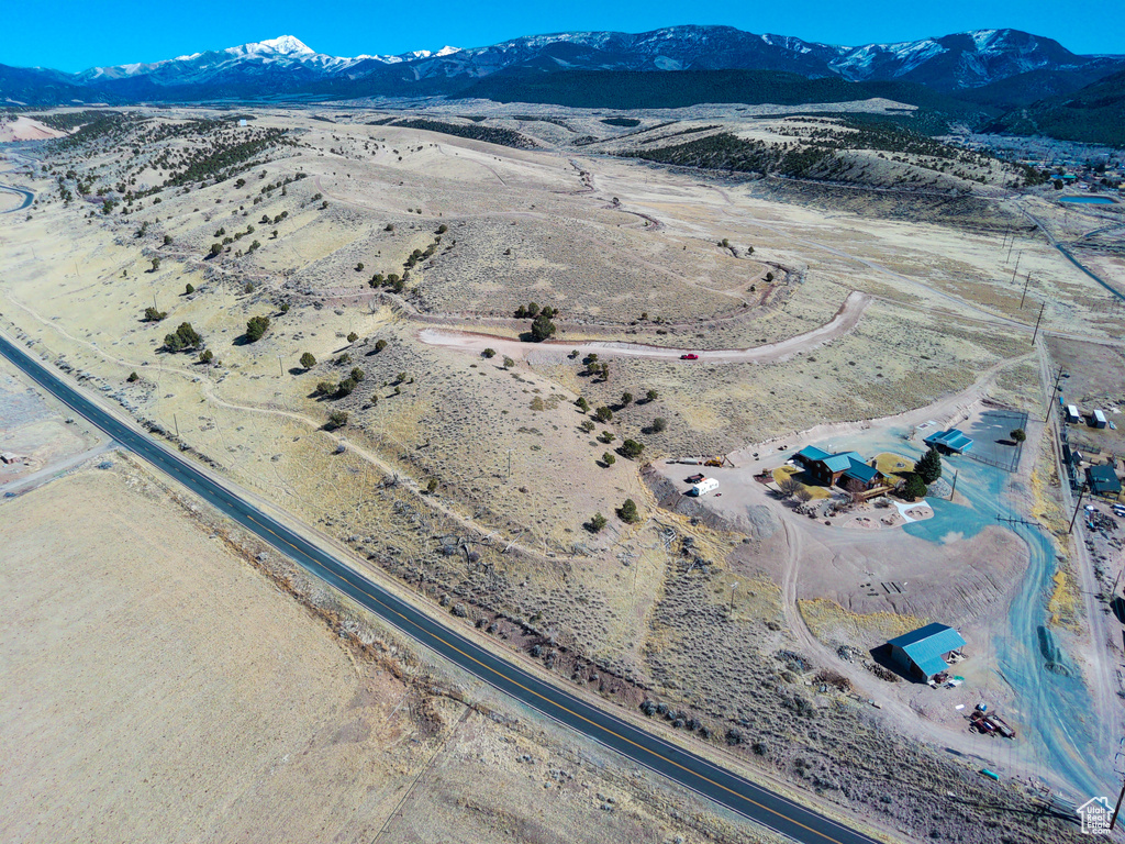 Bird's eye view featuring a rural view and a mountain view