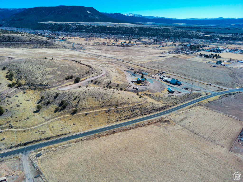 Aerial view featuring a mountain view