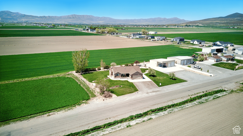 Bird's eye view featuring a mountain view and a rural view