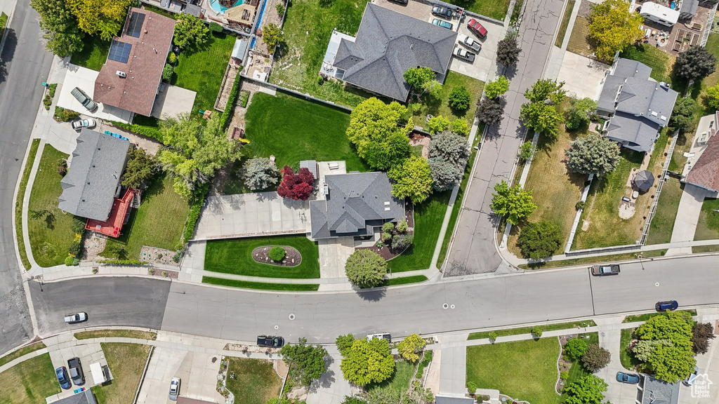 Aerial perspective of suburban area