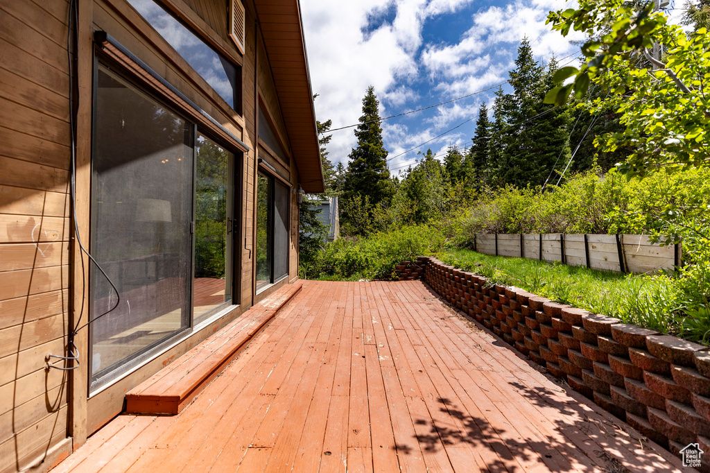 View of wooden deck