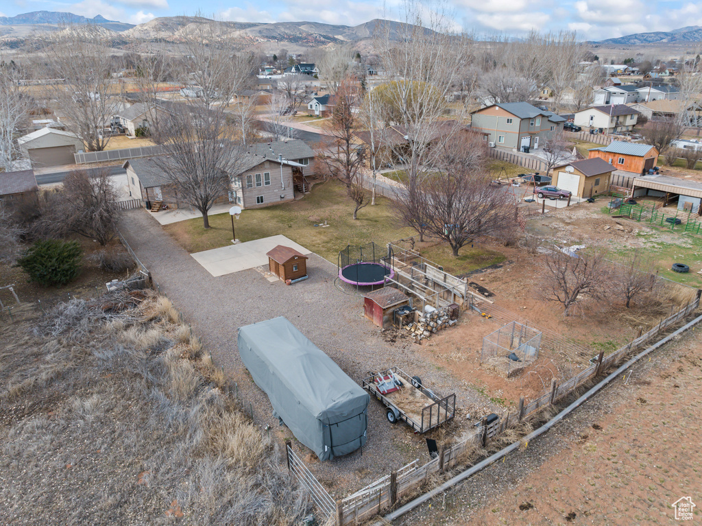 Bird\'s eye view featuring a residential view and a mountain view