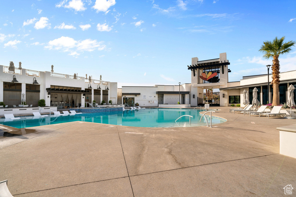 Pool featuring a patio
