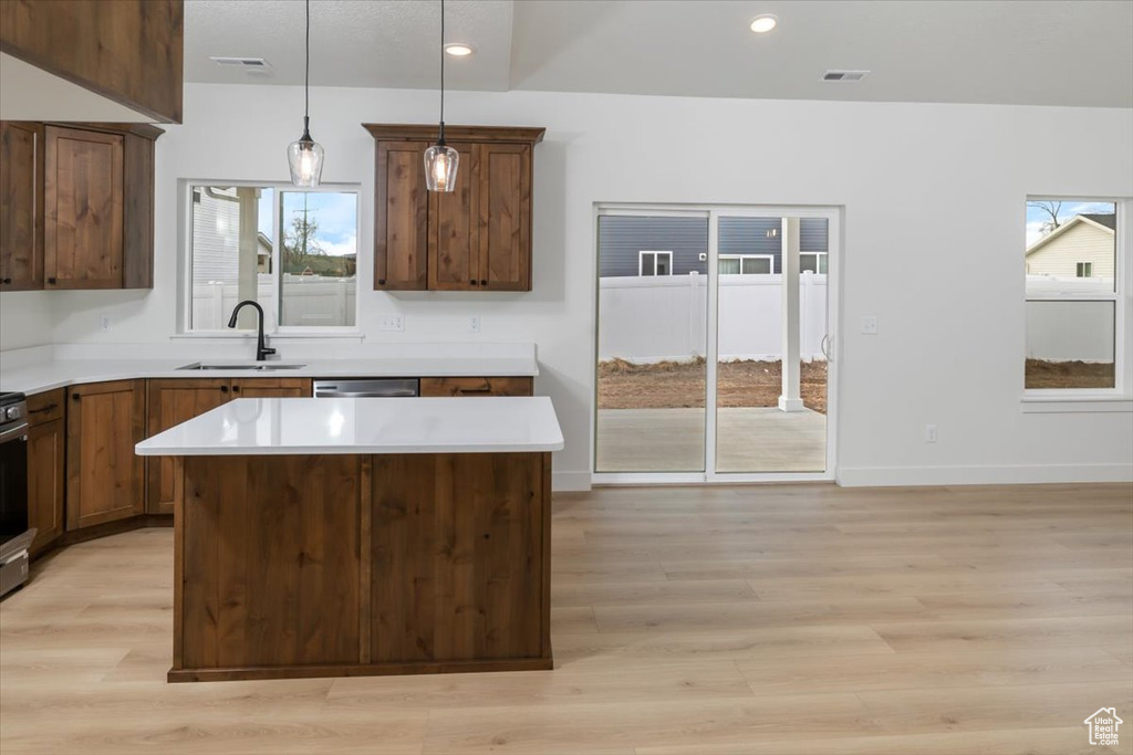 Kitchen featuring a wealth of natural light, visible vents, a sink, and stainless steel dishwasher