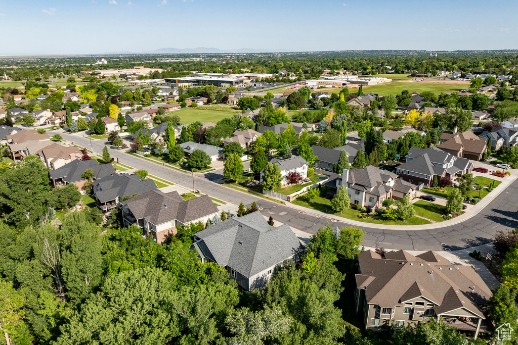 Aerial perspective of suburban area
