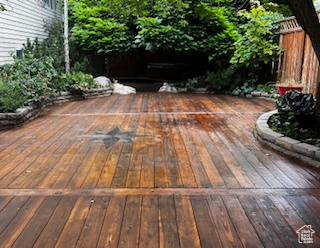 View of wooden deck