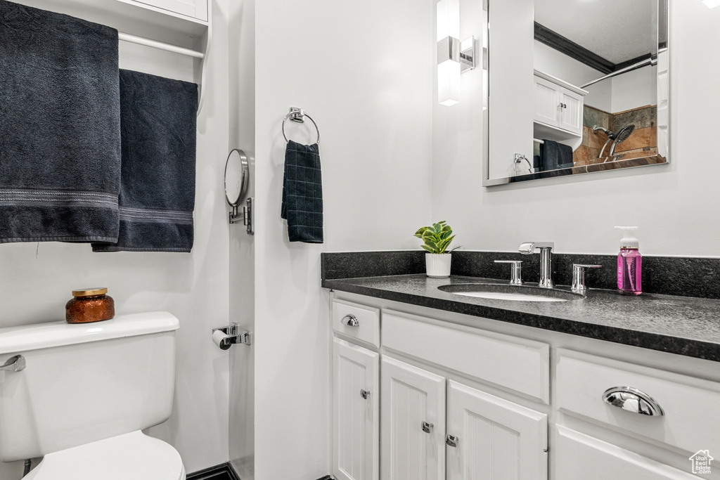 Bathroom featuring vanity and toilet
