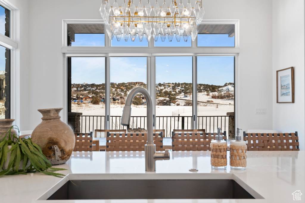 Unfurnished dining area featuring a sink