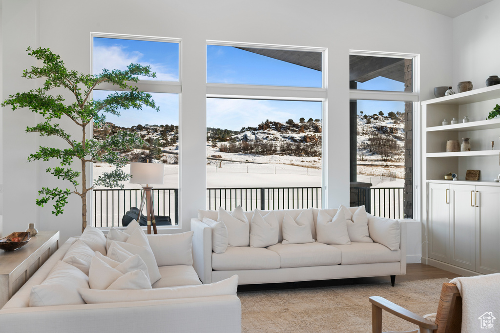 Living room featuring light wood-style floors