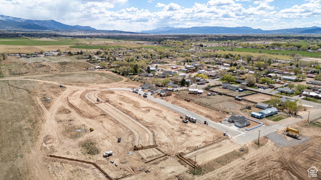 Aerial view featuring a mountain view and a rural view