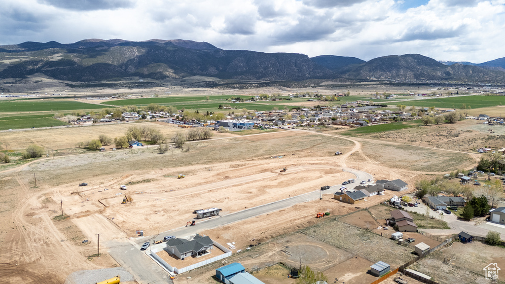 Aerial view with a mountain view and a rural view