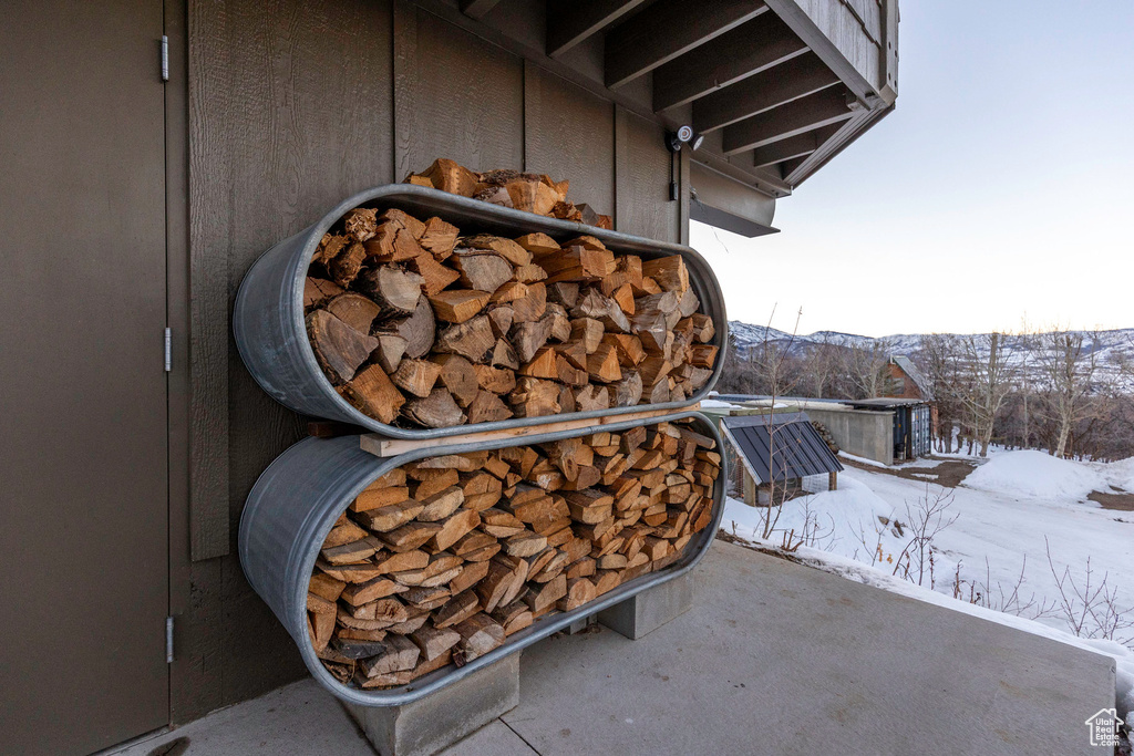 Exterior space with a mountain view
