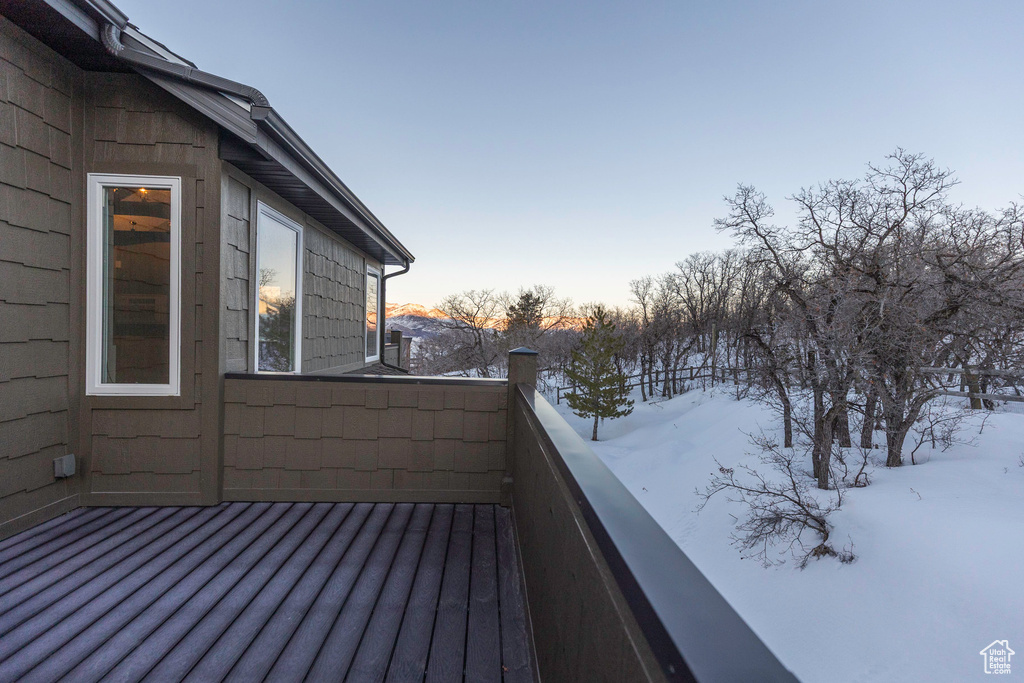 View of snow covered deck